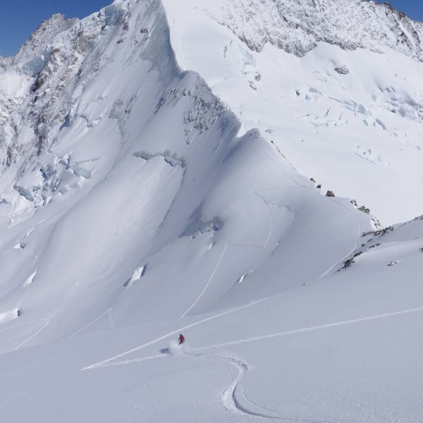 Descent from Blanc de Moming - Tour du Ciel &ndash; Valais Ski Traverse with a Mountain Guide - Catores
