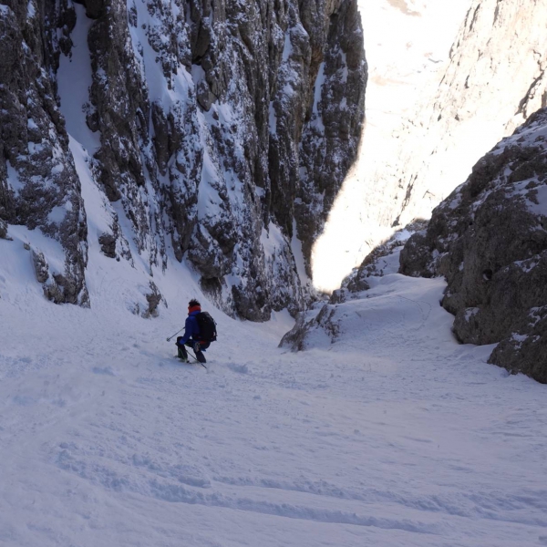 Sella Y couloir ski descent - Sella-Couloirs - Guided freeride in the Sella - Catores
