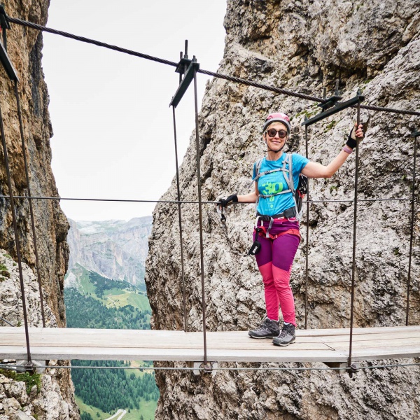 H&auml;ngebr&uuml;cke, das Highlight der Tridentina - Pisciadu-Tridentina Klettersteig mit Bergf&uuml;hrer - Catores